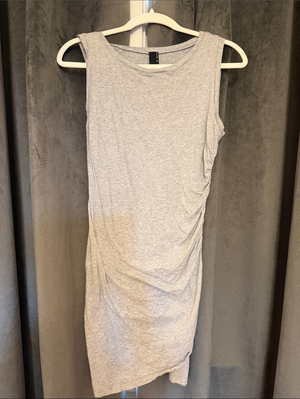 BiBi Light Gray Sleeveless Ruched Side Tank Dress